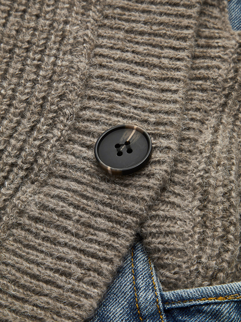 Denim Contrast Knit Cardigan