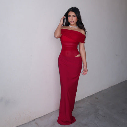Maisy | Off-shoulder Mesh Maxi Dress