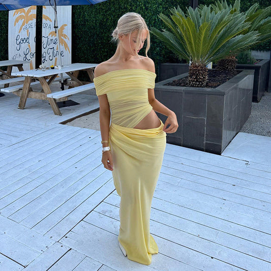 Maisy | Off-shoulder Mesh Maxi Dress