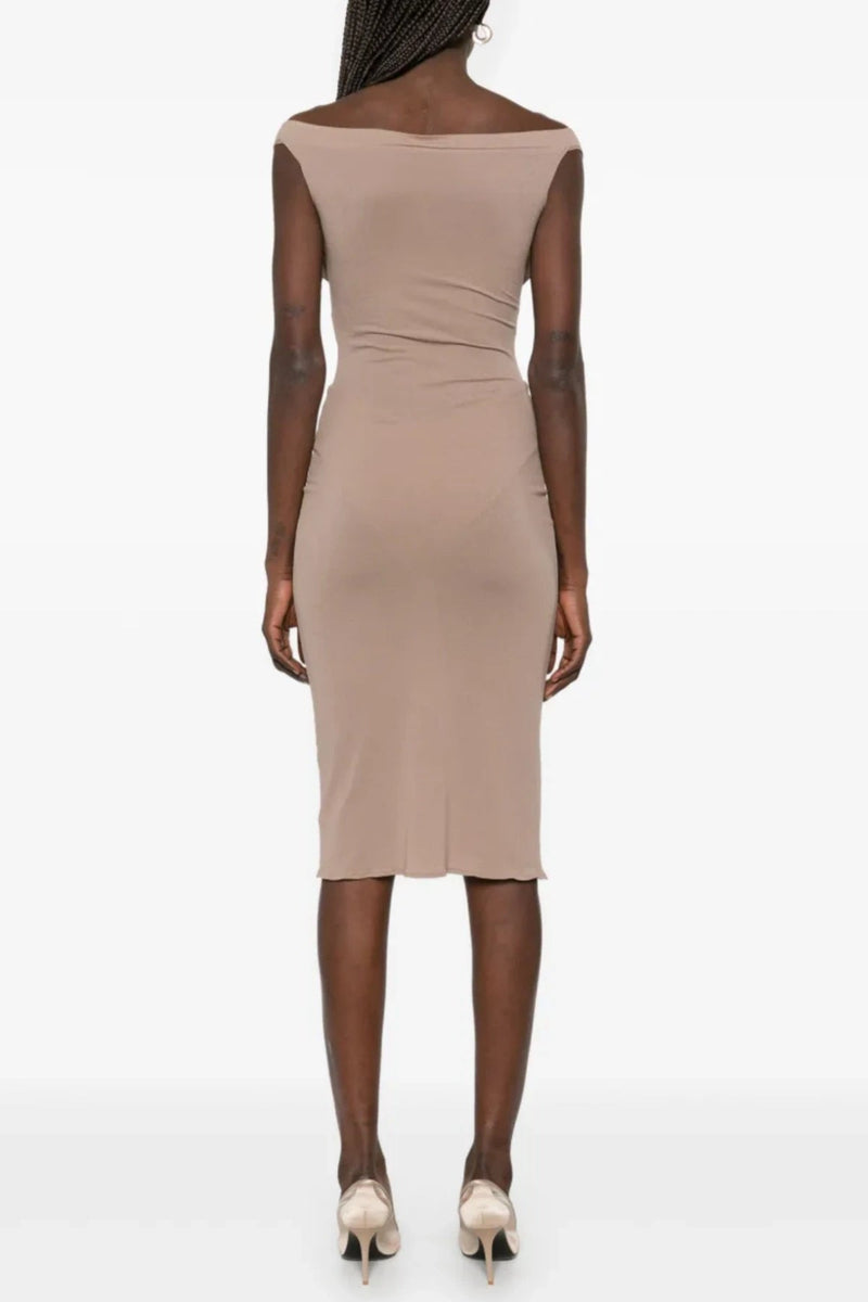 Dinella Appliqué Corset Midi Dress - Grey