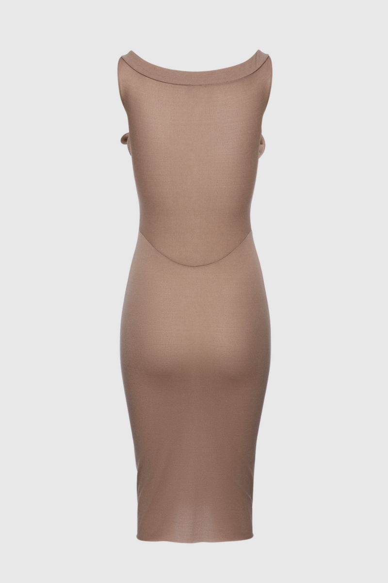 Dinella Appliqué Corset Midi Dress - Grey