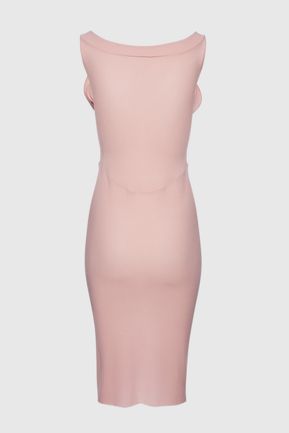 Dinella Appliqué Corset Midi Dress - Pink