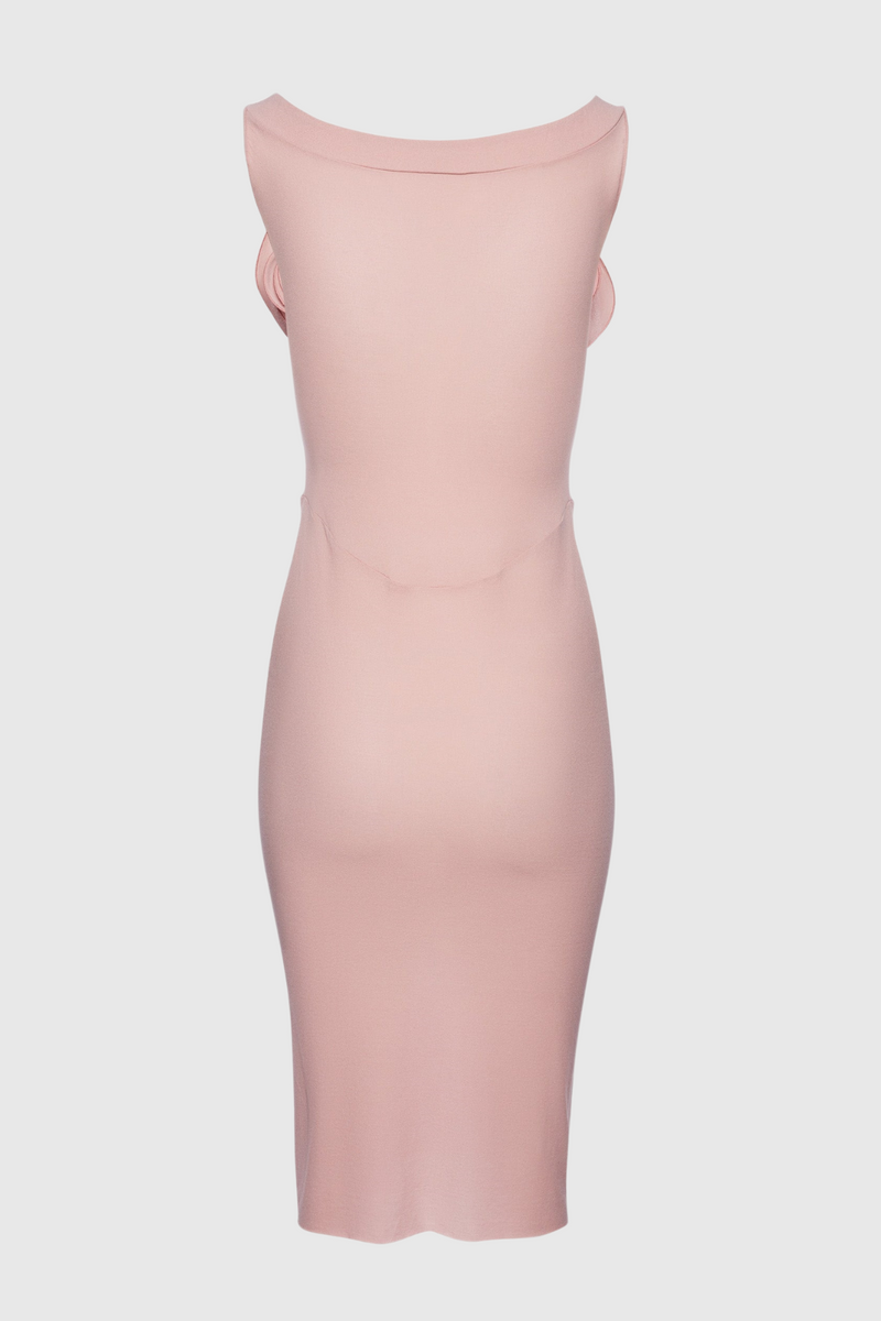 Dinella Appliqué Corset Midi Dress - Pink