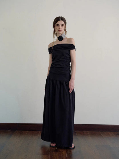 Dressbetty - Color Draping Knitted Pleated Skirt