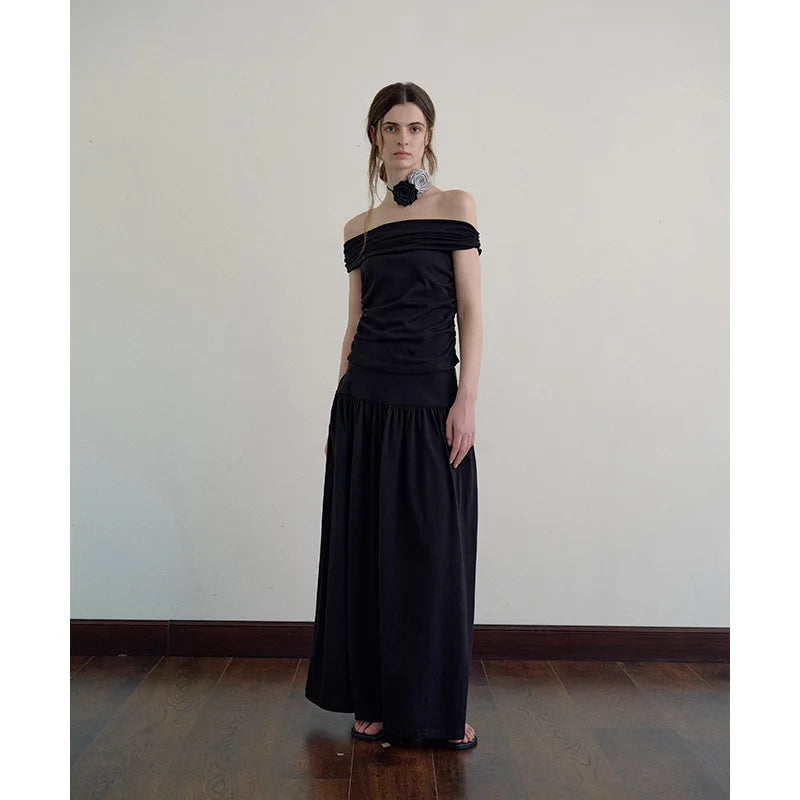 Dressbetty - Color Draping Knitted Pleated Skirt