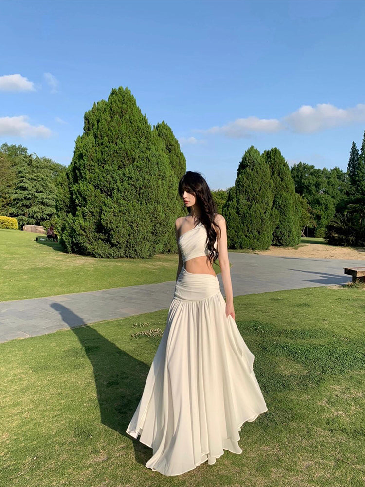 Dreamy White Maxi Dress _ Flowy, Backless & Beach-ready