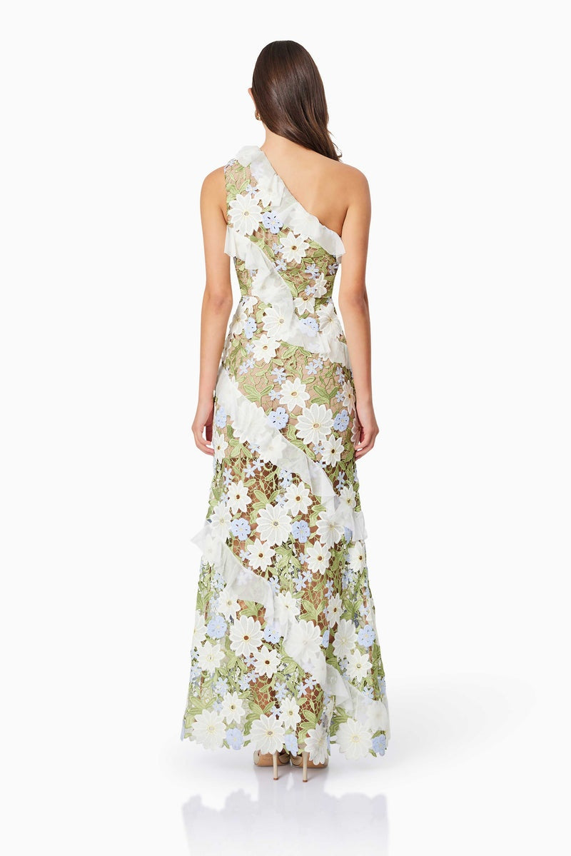 Melissa One Shoulder Embroidered Maxi Dress