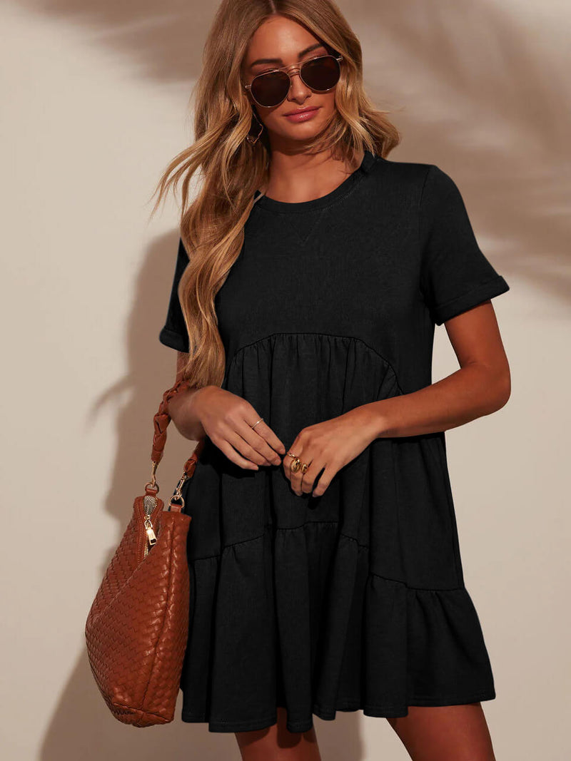 Brighter Days Tiered Mini Dress - Black