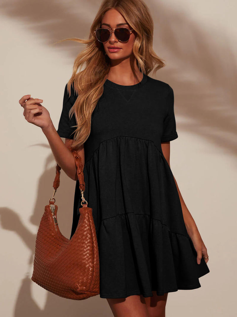 Brighter Days Tiered Mini Dress - Black