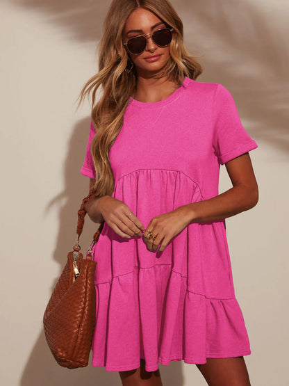 Brighter Days Tiered Mini Dress - Pink