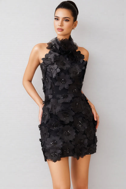 Zekef Black Cherry Blossom Mini Dress