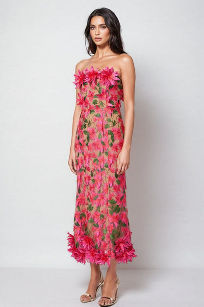 Adame 3d Mesh Midi Dress