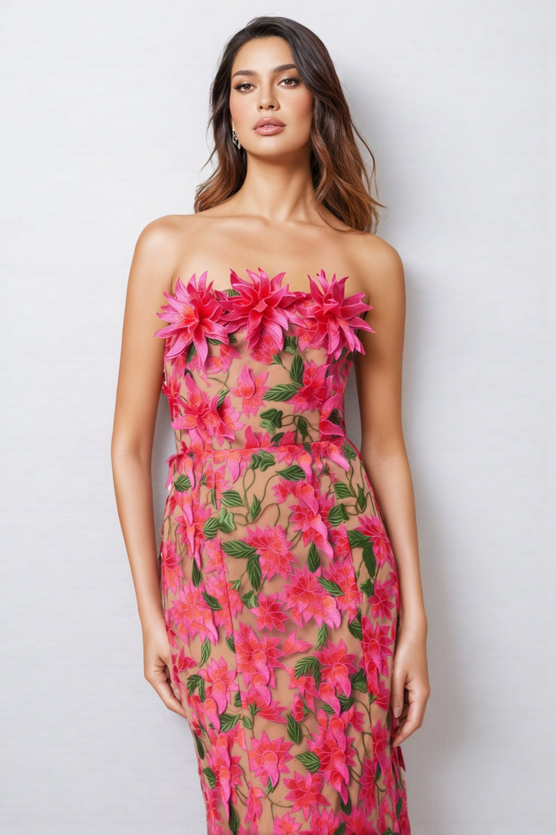 Adame 3d Mesh Midi Dress