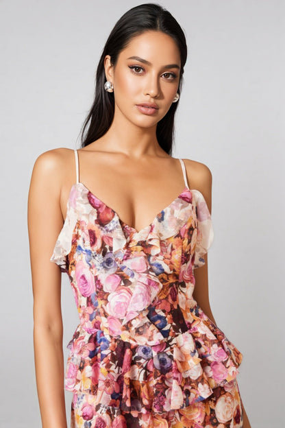 Anwes Pink Frilled Maxi Dress