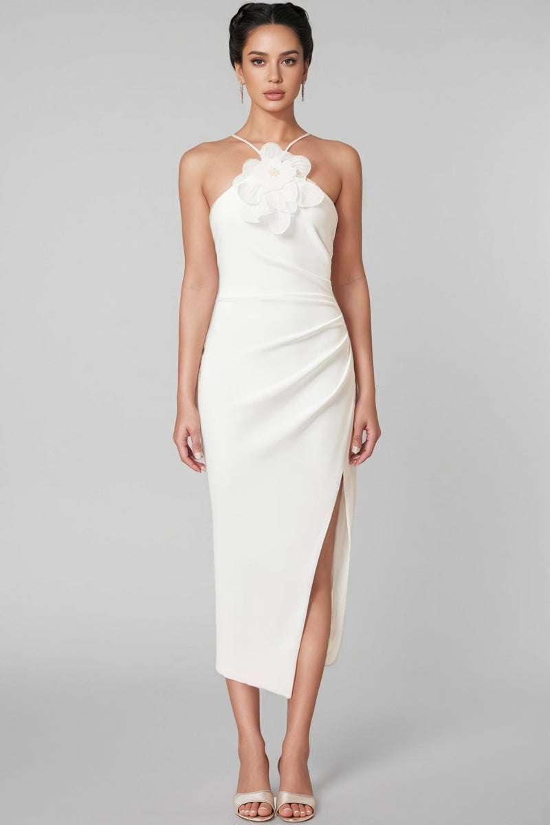 Kaelt White 3d Midi Dress