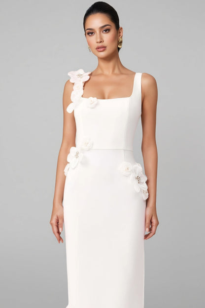 Flavia White 3d Midi Dress