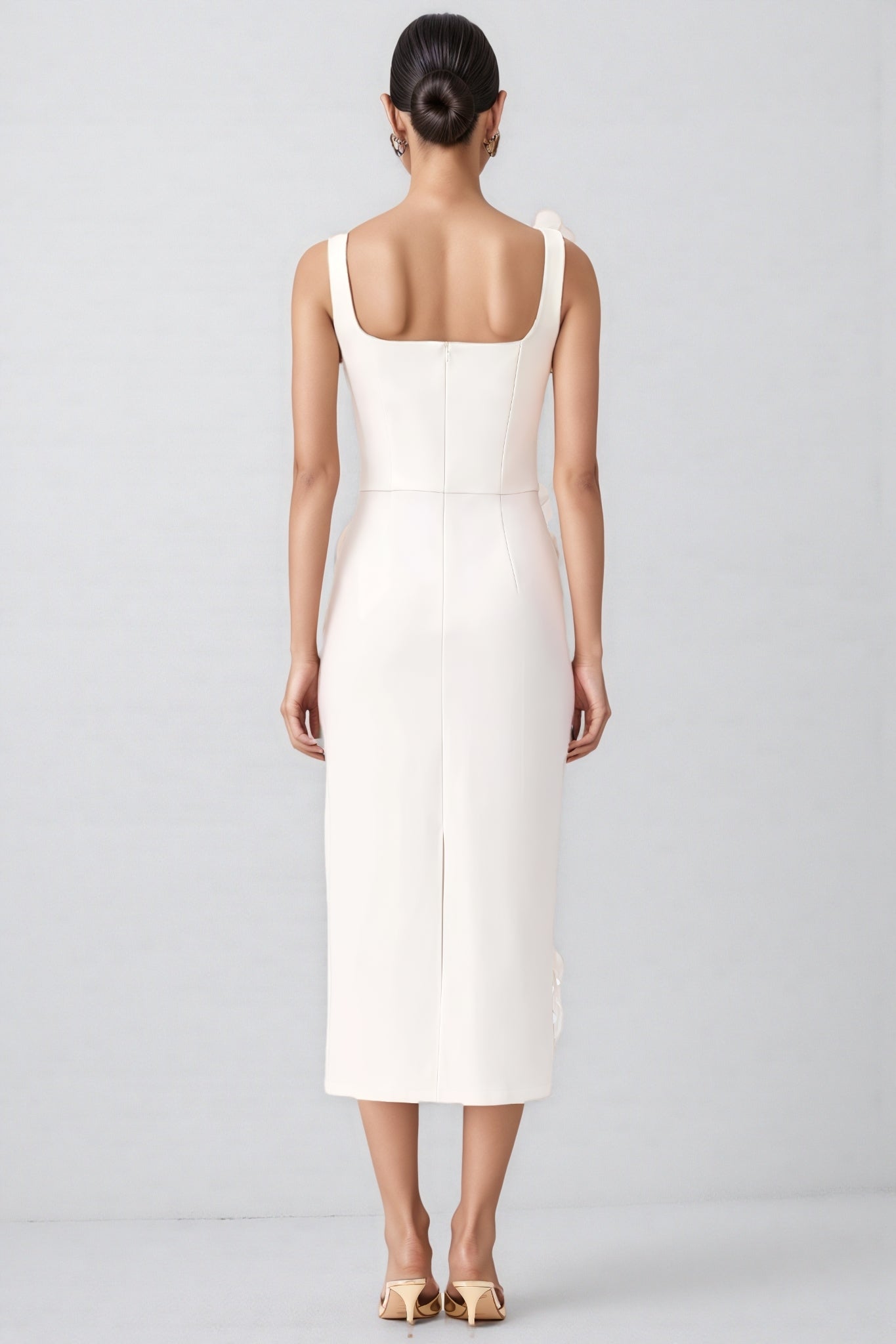 Flavia White 3d Midi Dress