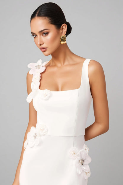 Flavia White 3d Midi Dress