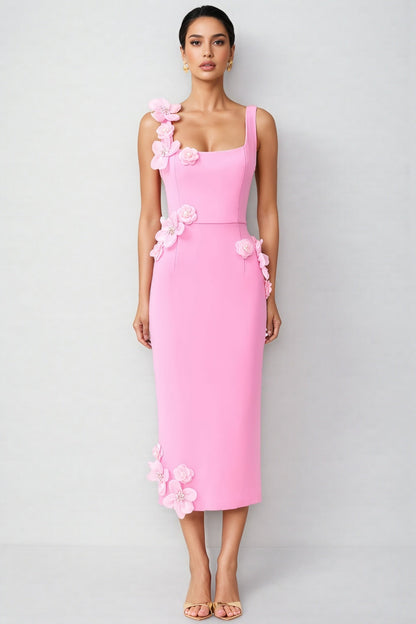 Terlyn Pink 3d Midi Dress