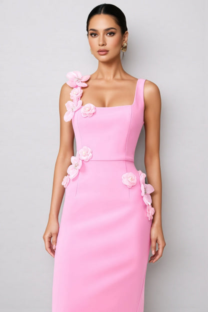 Terlyn Pink 3d Midi Dress