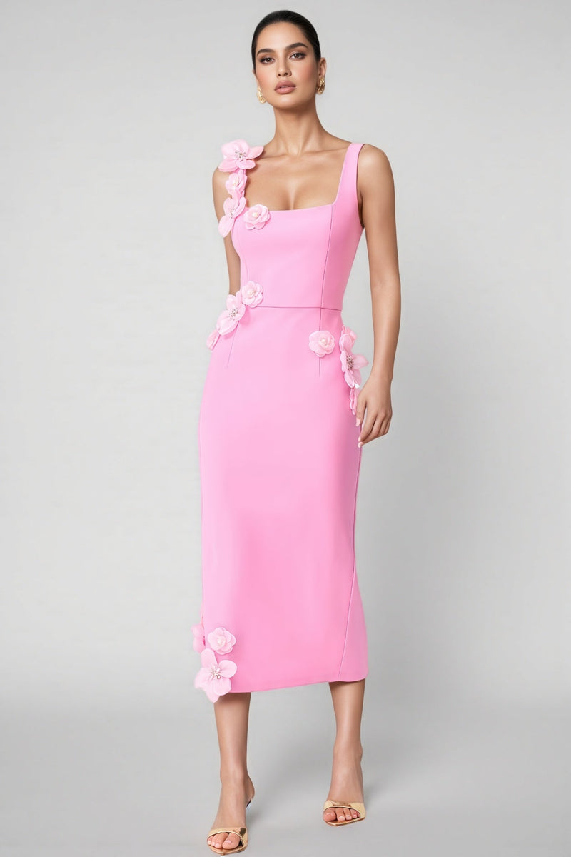 Terlyn Pink 3d Midi Dress