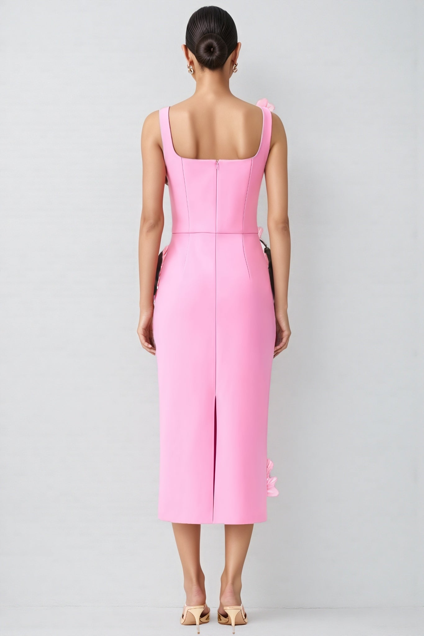Terlyn Pink 3d Midi Dress