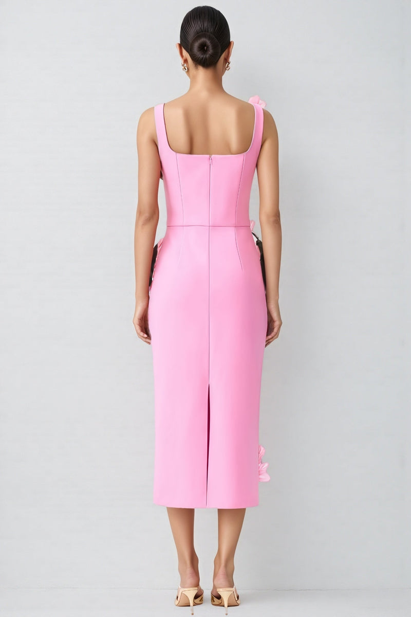 Terlyn Pink 3d Midi Dress