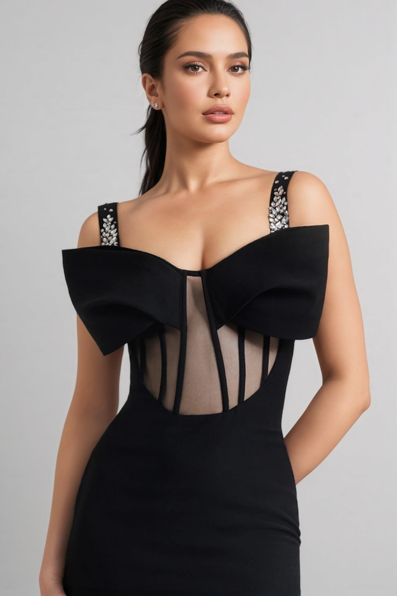 Valo Lace Studded Maxi Dress