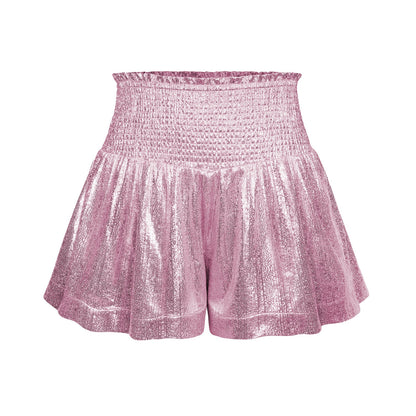 Choose to Sparkle Metallic Shorts - Pink