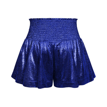 Choose to Sparkle Metallic Shorts - Blue