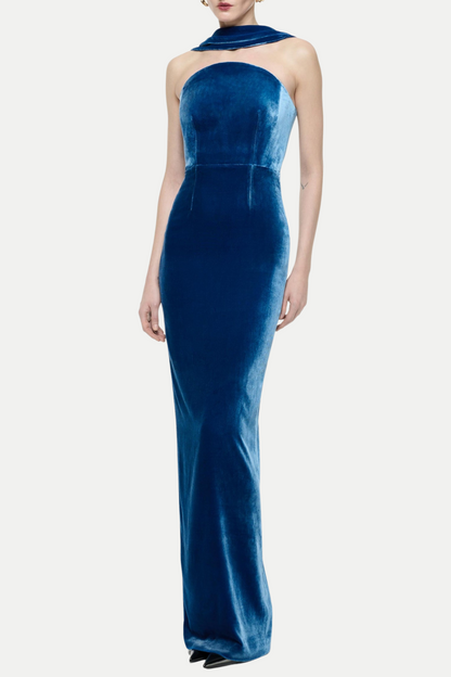 Eadward Velvet Halter Maxi Dress