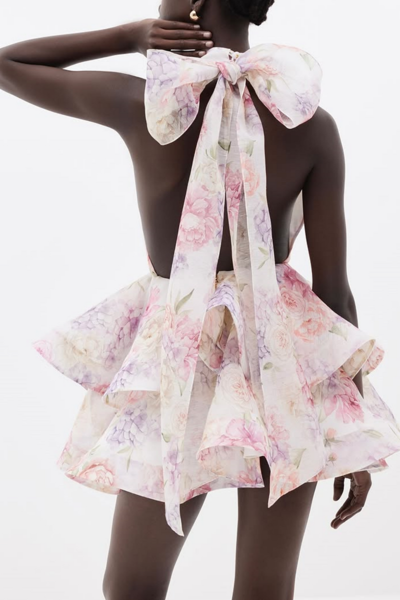 Earna Print Halter Mini Dress