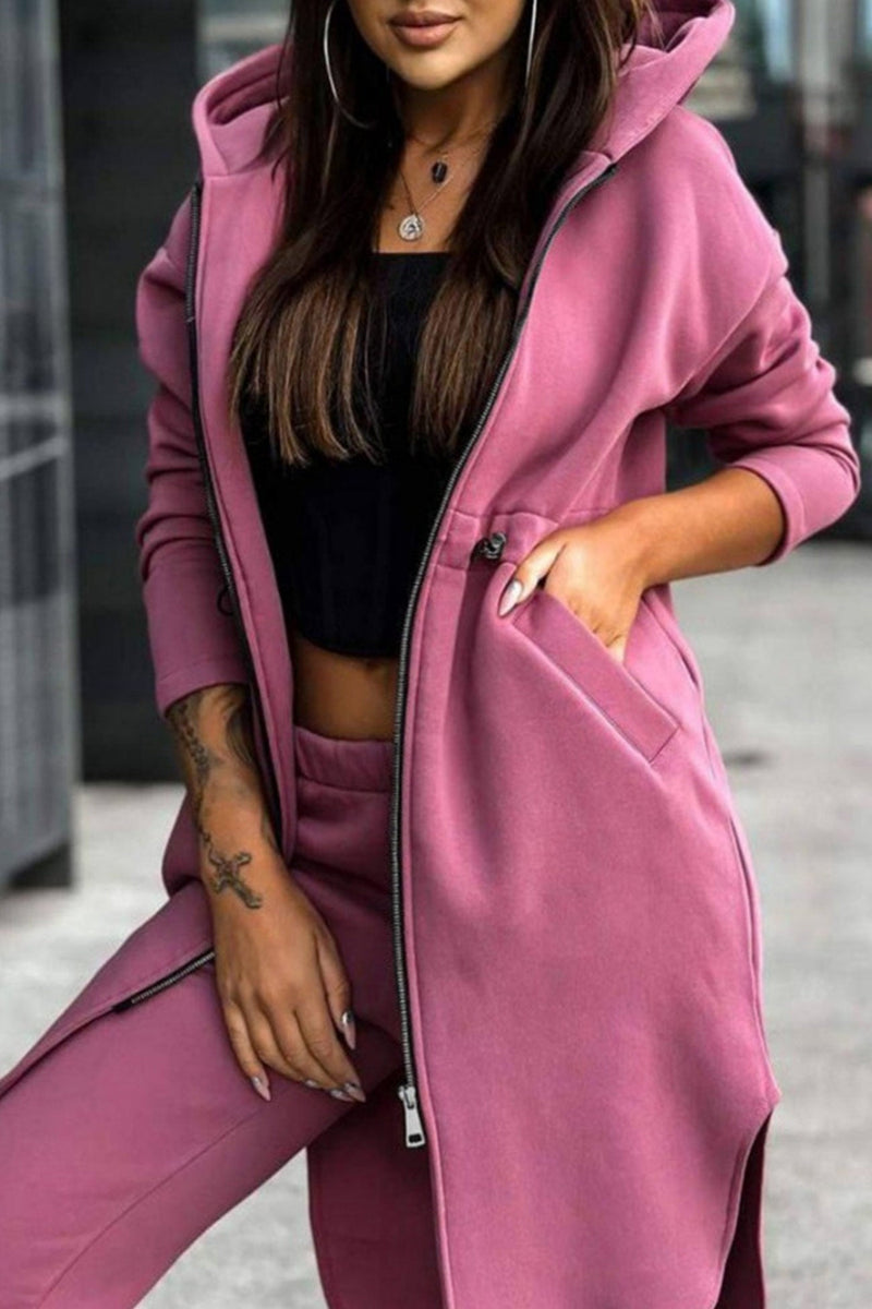 Elastic Waist Mid-length Hoodie Pants Set