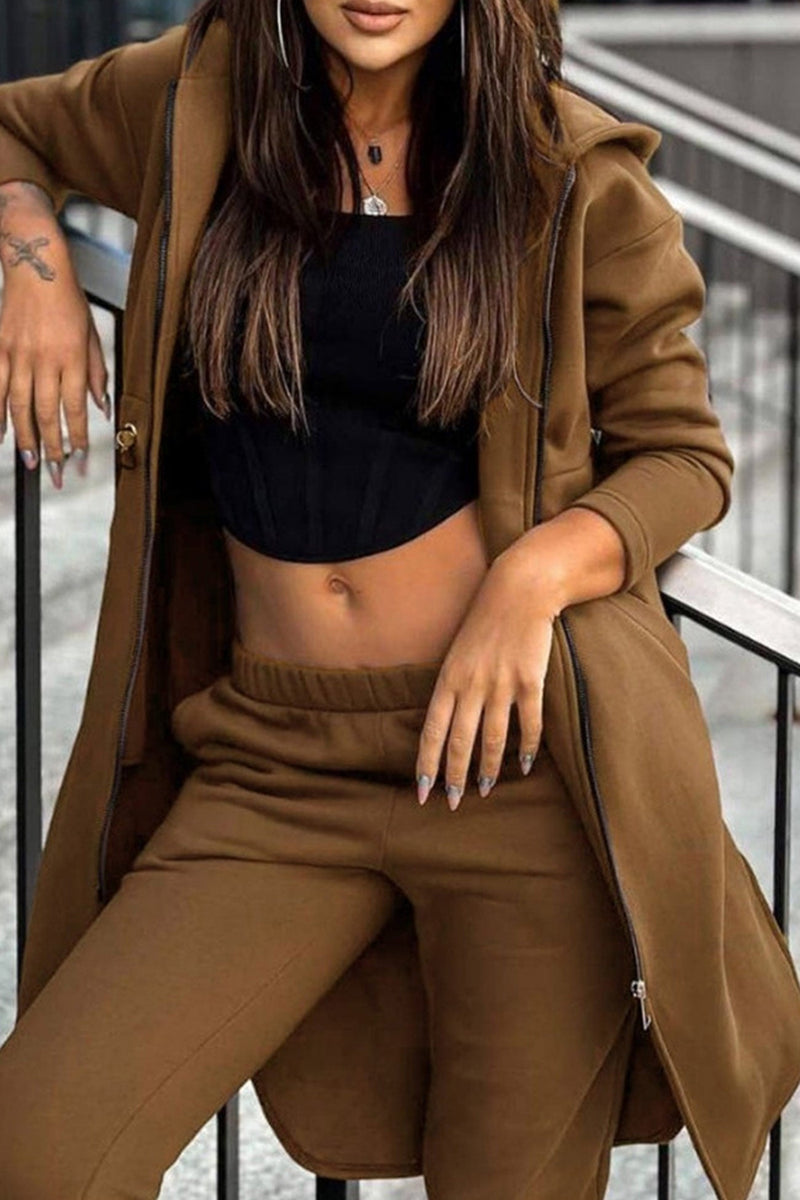 Elastic Waist Mid-length Hoodie Pants Set