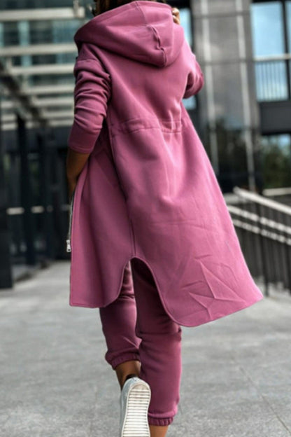 Elastic Waist Mid-length Hoodie Pants Set