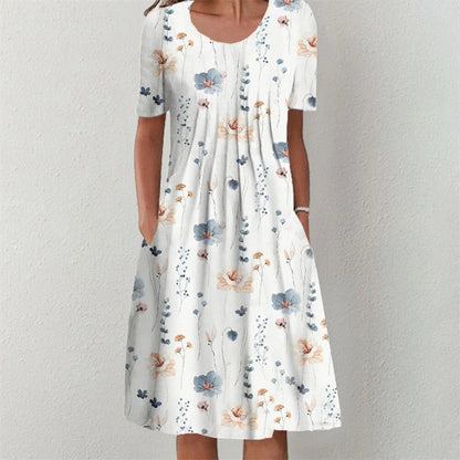 Temperament Short Sleeves Loose Weekend Holiday Midi Dresses