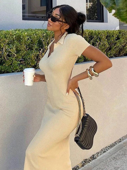 Knitted Short Backless Bandage Stretch Lady Midi Dresses