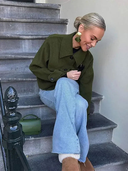 Single Lapel Long Warm Autumn Winter Street Coat
