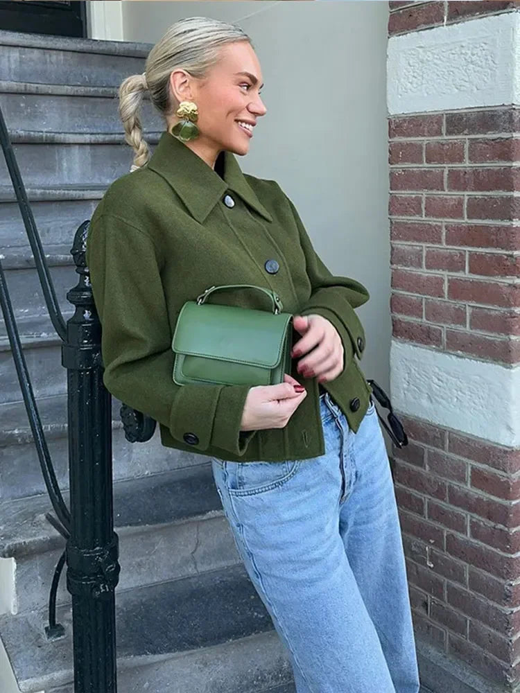 Single Lapel Long Warm Autumn Winter Street Coat