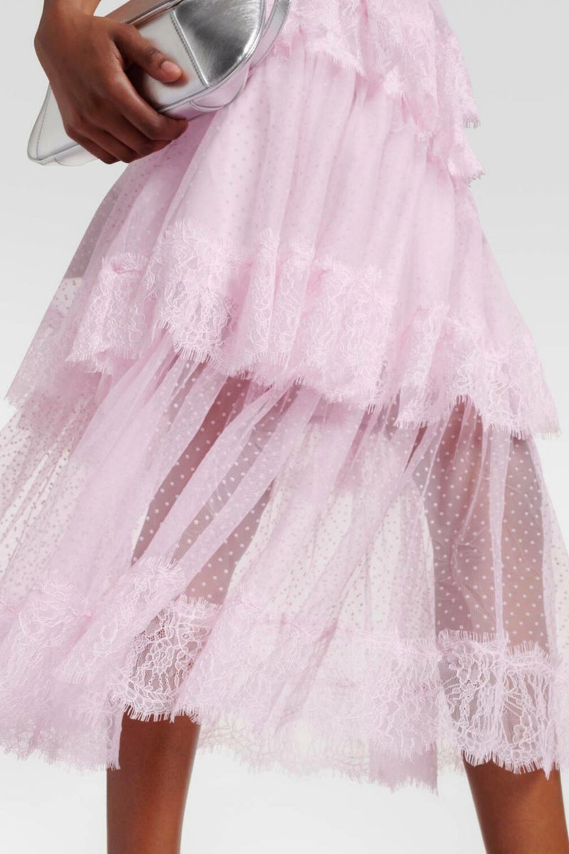 Elgine Crystal-embellished Lace-trimmed Midi Dress