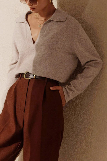 Eliya Long Sleeve Collar Pullover Sweater