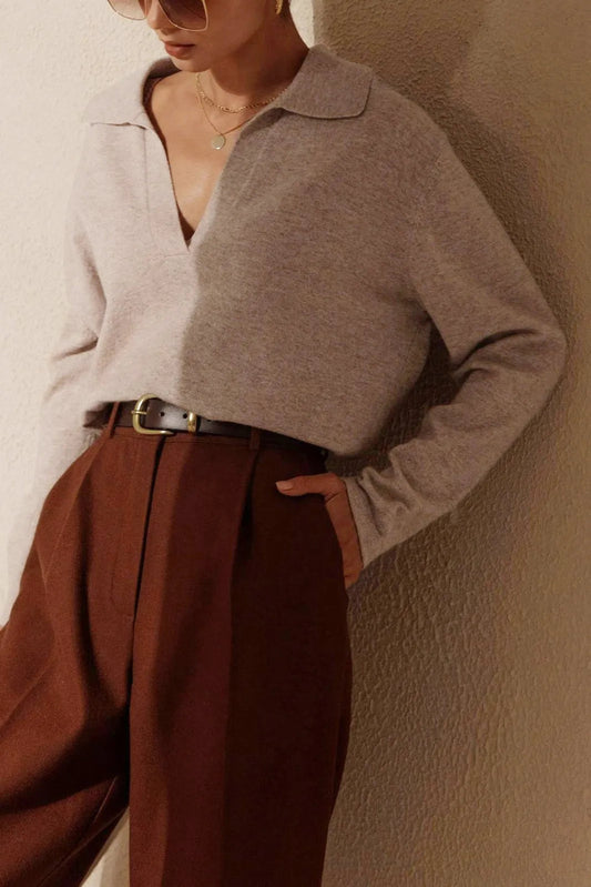 Eliya Long Sleeve Collar Pullover Sweater