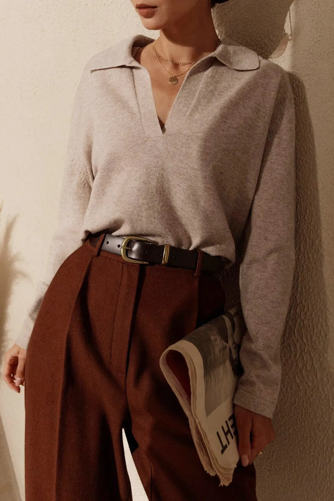 Eliya Long Sleeve Collar Pullover Sweater
