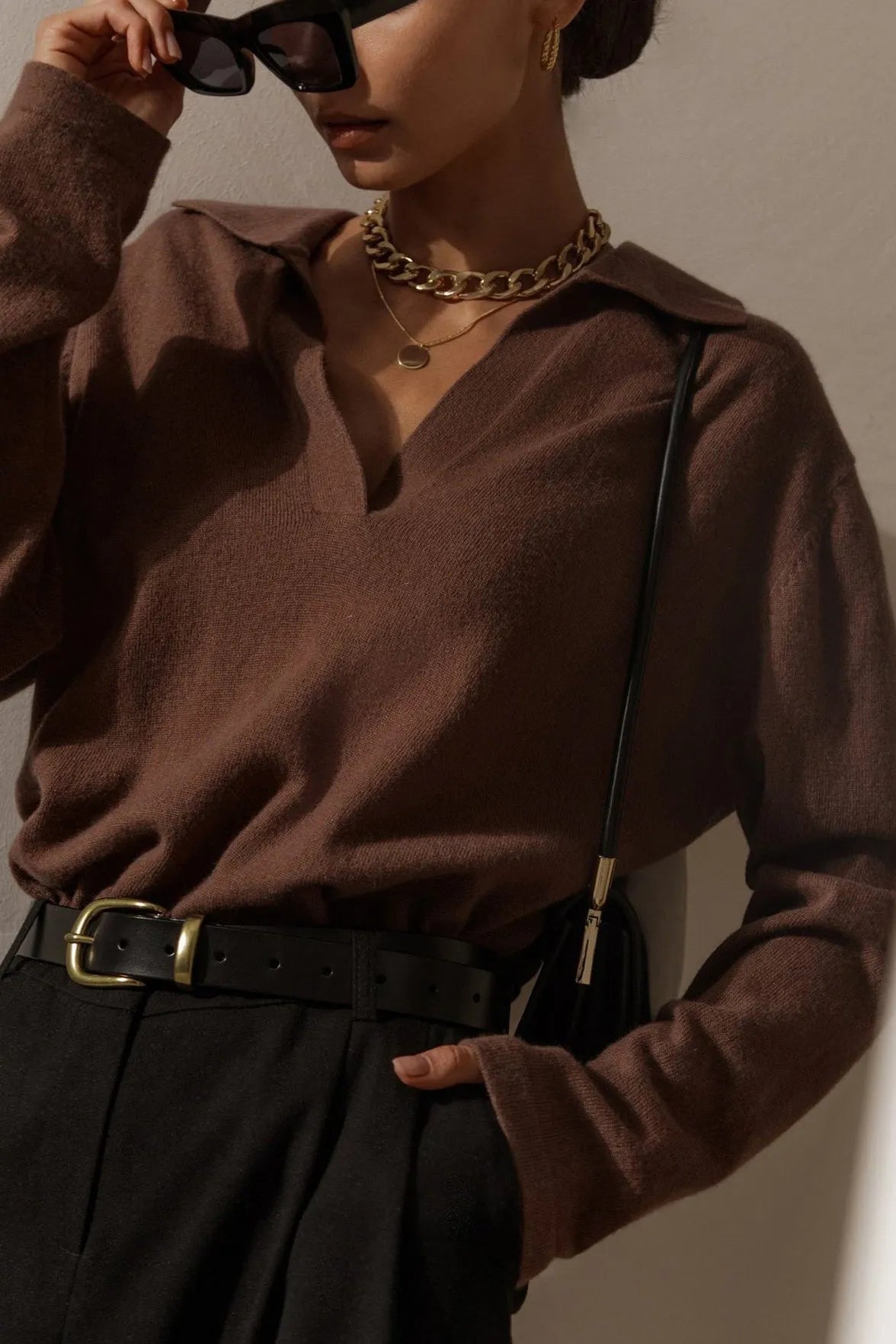 Eliya Long Sleeve Collar Pullover Sweater