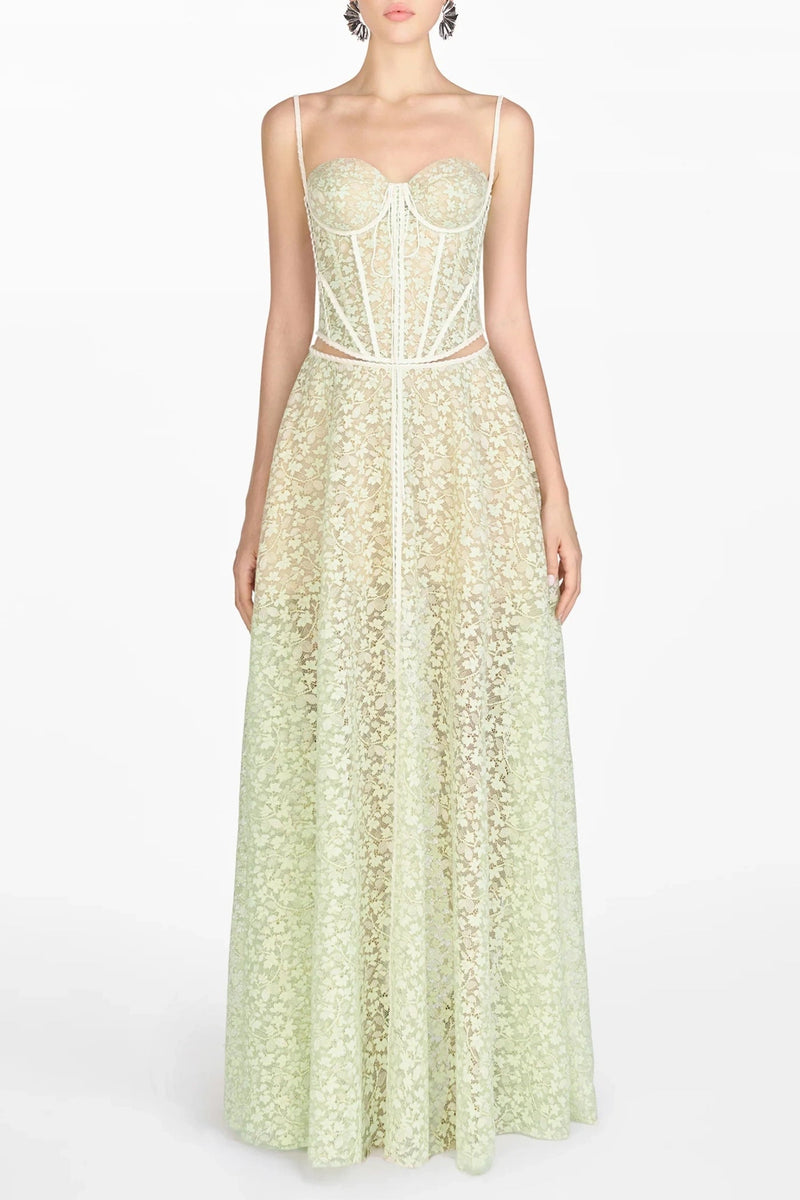 Emani Lace Corset Cutout Maxi Dress - Mint