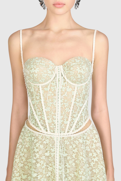 Emani Lace Corset Cutout Maxi Dress - Mint