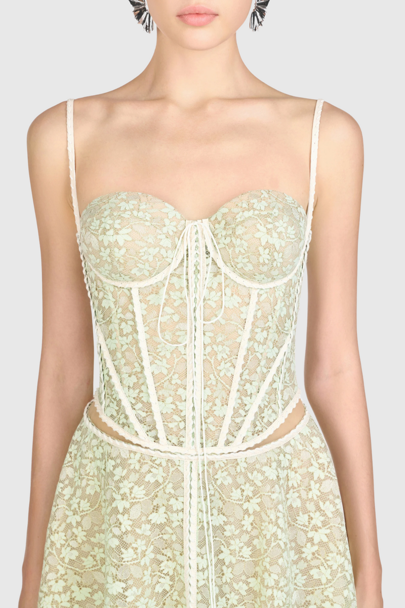 Emani Lace Corset Cutout Maxi Dress - Mint