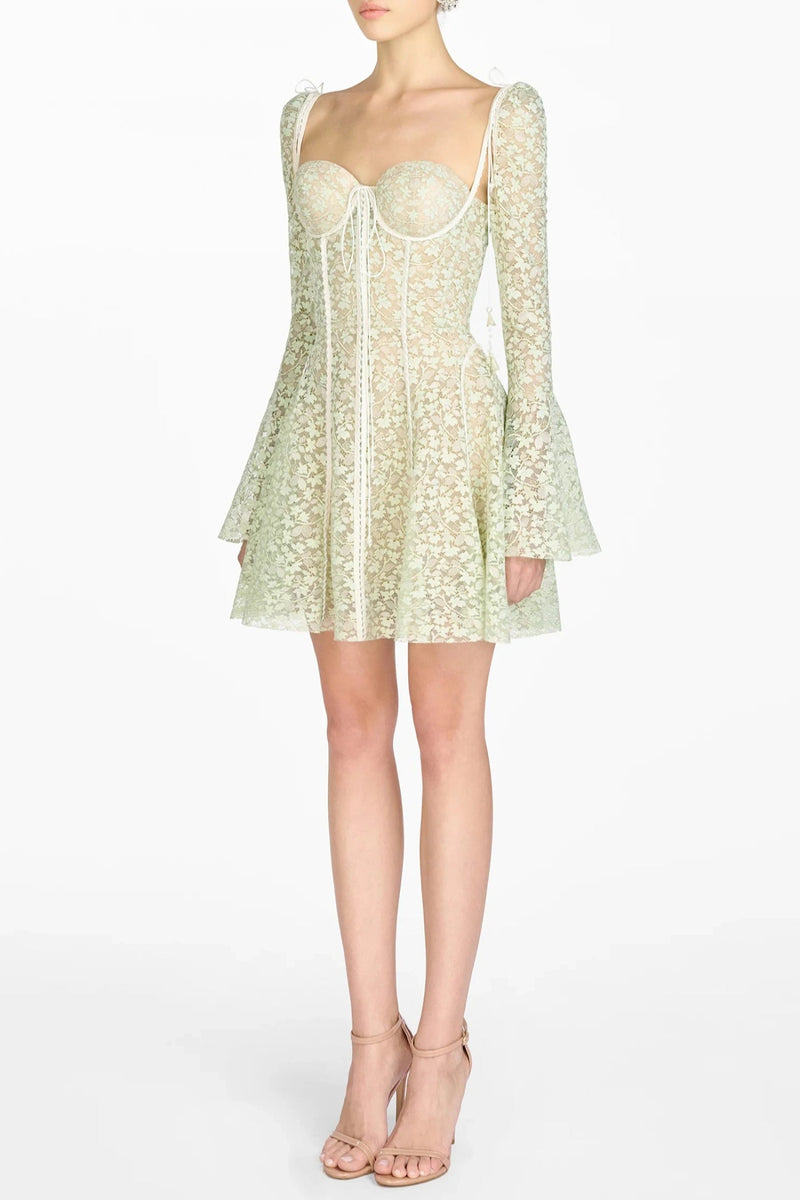 Emani Lace Corset Mini Dress - Mint