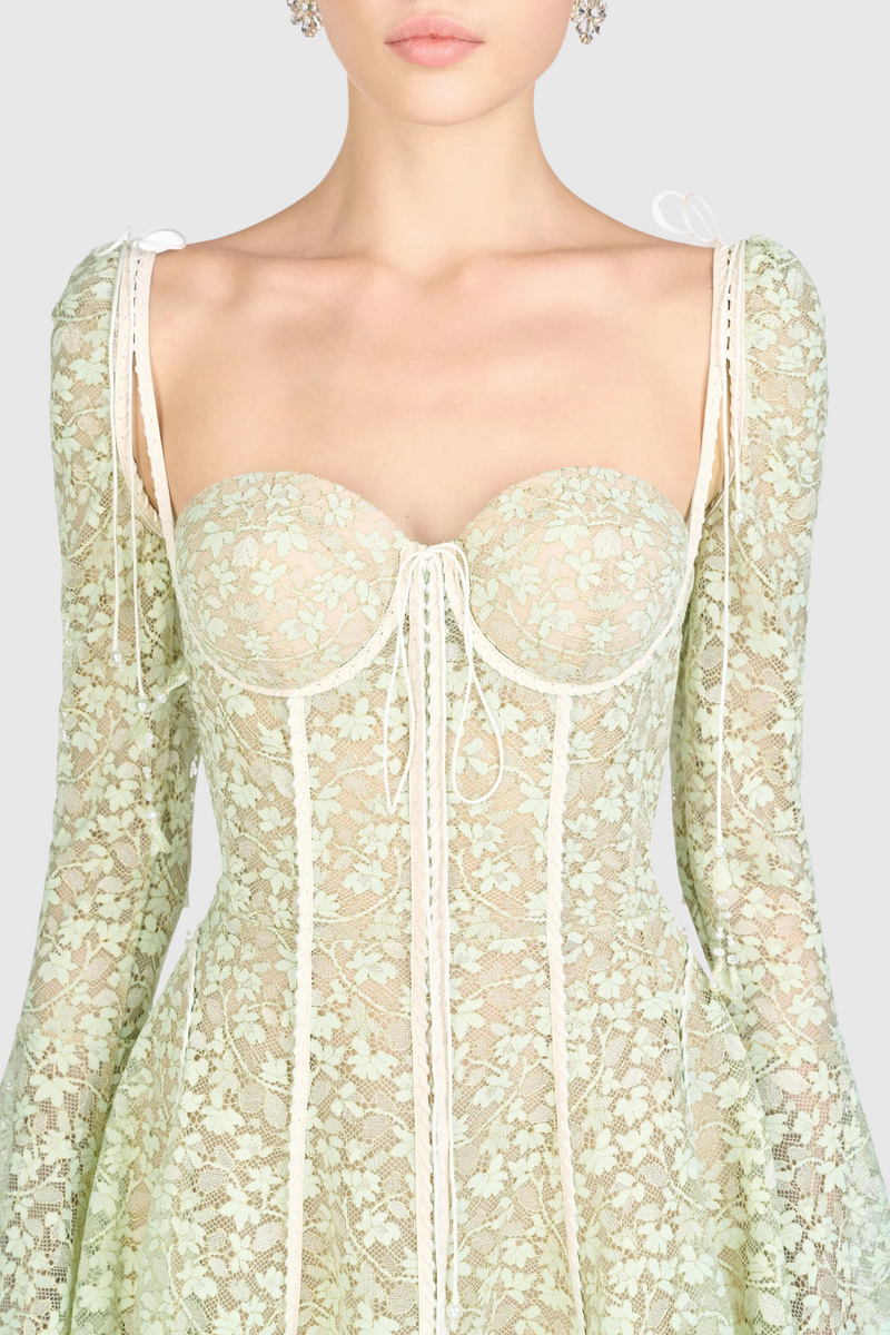 Emani Lace Corset Mini Dress - Mint