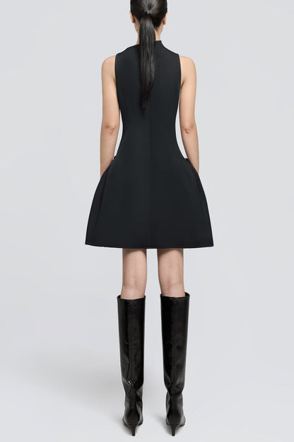 Eorkone Symmetric Draped Mini Dress - Black